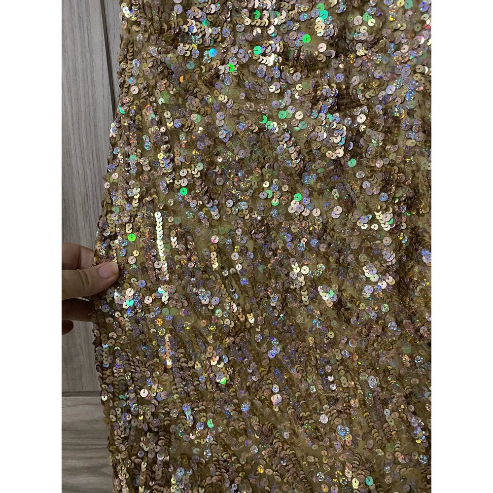 NEW Mac Duggal size 10 style 3434A sequin gold gown - Picture 6 of 13